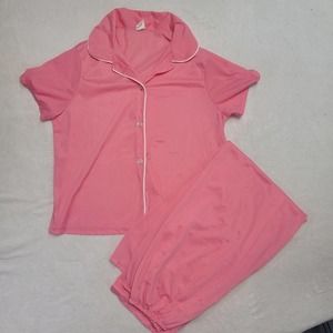 Vintage 70s/80s pink satin Sears brand pajamas, 100% nylon